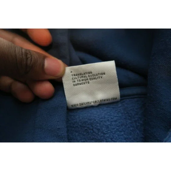 Daily Paper Fedde Logo Print Hoodie Technologies Blue Size Small Streetwear Men